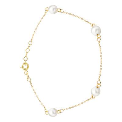 375/1000 Yellow Gold & Freshwater Pearl Bracelet, Length 18 cm to 19 cm - Emanessence