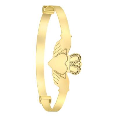 Bracelet Jonc Coeur Claddagh en Or Jaune 375, Diamètre 50,00 mm, Largeur 3,00 mm - Bambins