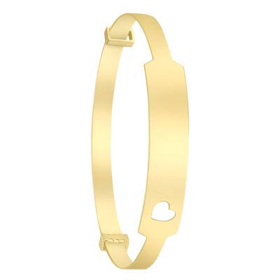 Heart Bangle Bracelet in 375 Yellow Gold, Diameter 50 mm, Width 3 mm - Bambins