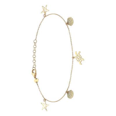 Bracelet Mer & Sable en Or Jaune 375, Longueur 18 à 20 cm, Largeur 1,00 mm - Emanessence