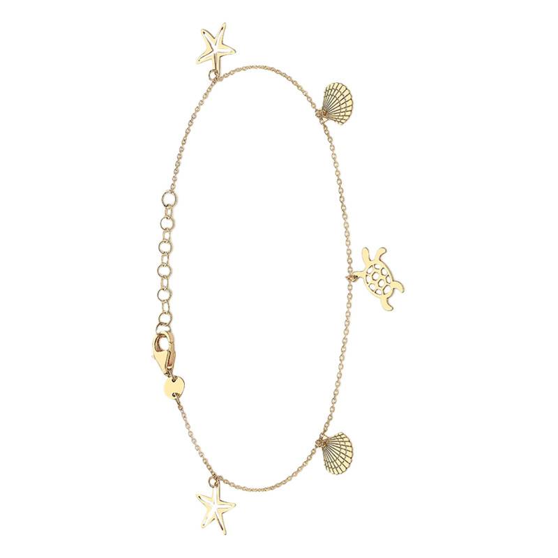 375 Yellow Gold Mer et Sable Bracelet, Length 18 cm to 20 cm, Width 1 mm - Emanessence