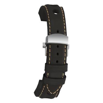 Le Mans Black Leather Watch Strap 20mm or 22mm - Bracelet Rochet