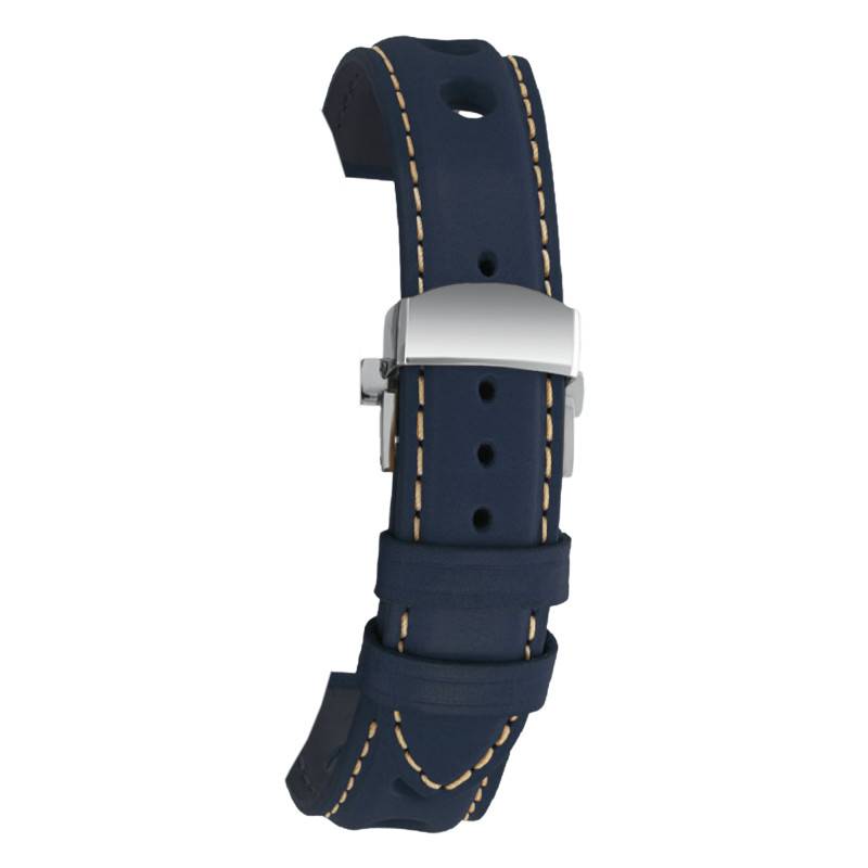 Le Mans Navy Leather Watch Strap 20mm or 22mm - Bracelet Rochet