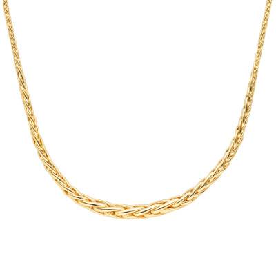 Collier en chute Maille Palmier Creuse, Or Jaune 750, Longueur 40 cm, Largeur 4,00 mm à 11,00 mm - Manillon
