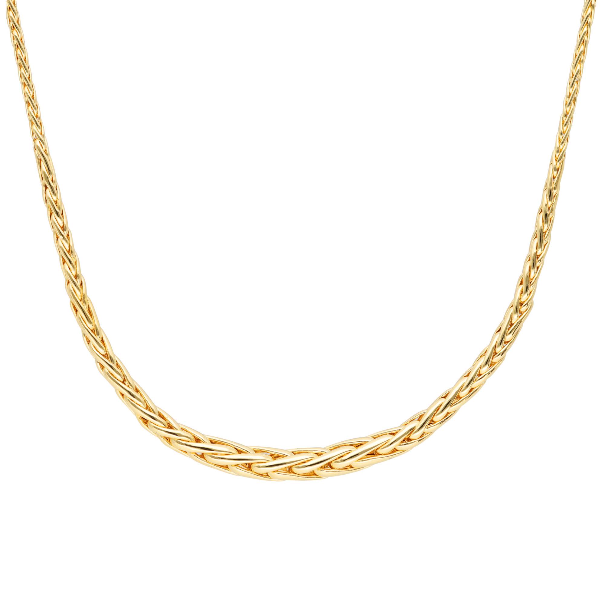 Collier Chaîne Maille Palmier En Métal Doré - Longueur 42 Cm, Fermoir Marin, Occasion