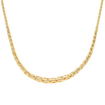 18K Yellow Gold Palm Link Chain, 60 cm Length, Width 4 mm to 11 mm - Manillon
