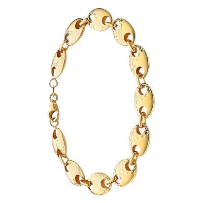 375 Yellow Gold Coffee Bean Chain Bracelet, Length 18,50 cm, Width 8,50 mm - Manillon