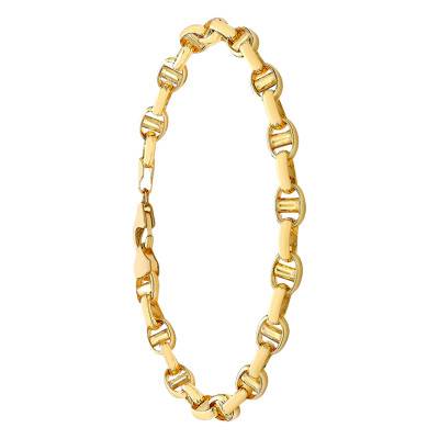 375/1000 Yellow Gold Hollow Mariner Chain Bracelet, 19 cm, 5.50 mm - Manillon