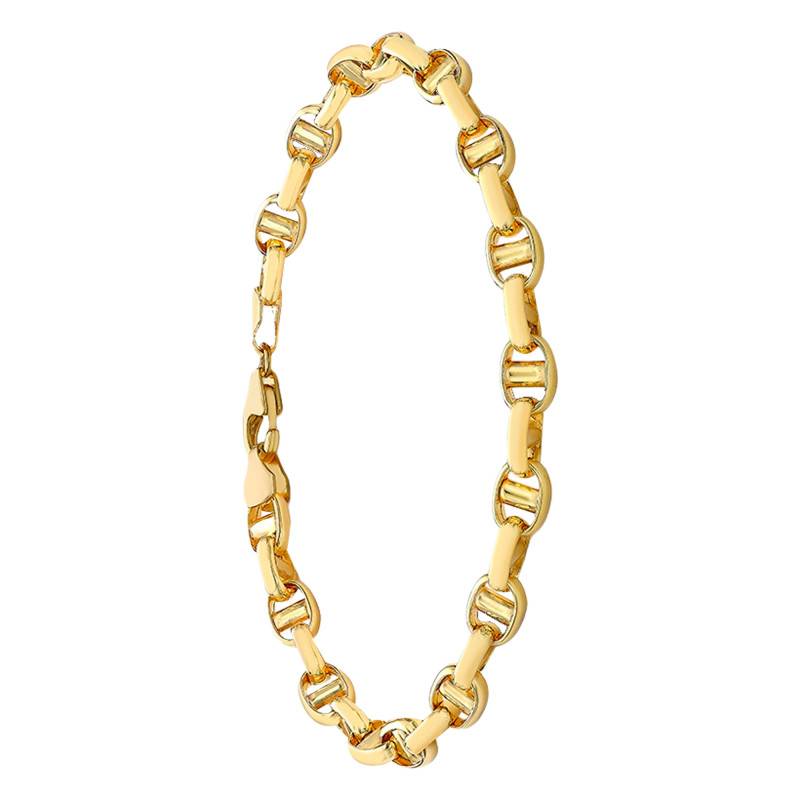 375/1000 Yellow Gold Hollow Mariner Chain Bracelet, 19 cm, 5.50 mm - Manillon