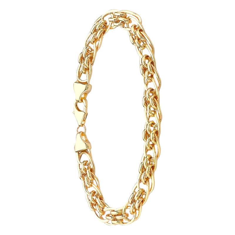 375/1000 Yellow Gold Panther Chain Bracelet, 19 cm, 7.50 mm - Manillon