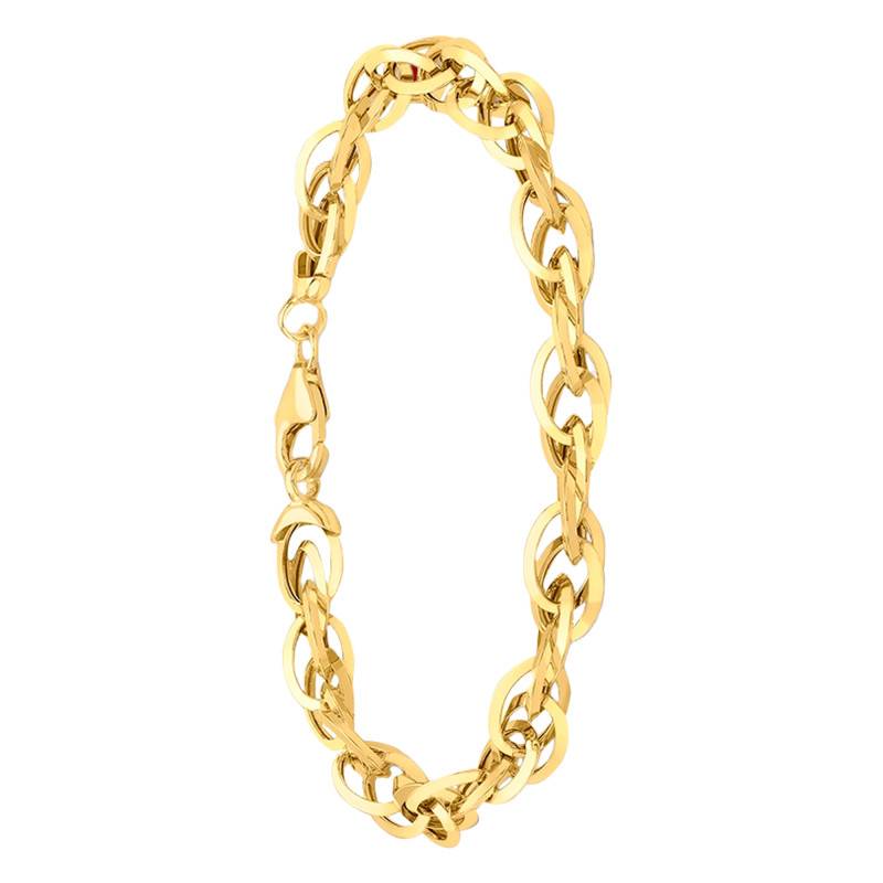 375/1000 Yellow Gold Prince of Wales Chain Bracelet, Length 19 cm, Width 7.15 mm - Manillon