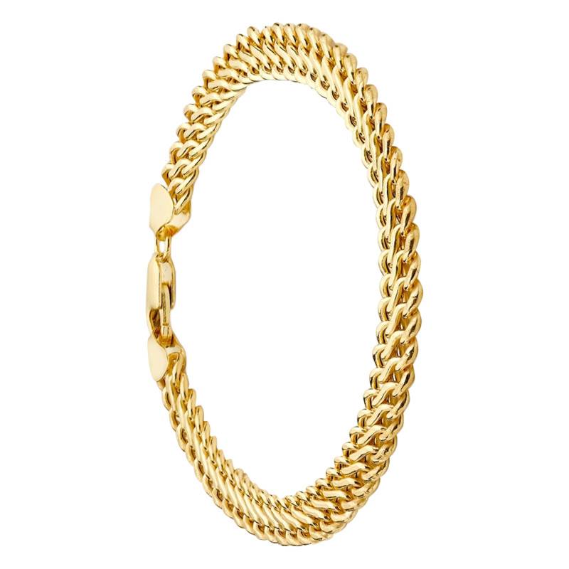 375/1000 Yellow Gold Hollow Curb Chain Bracelet, Length 18 cm, Width 6 mm - Emanessence