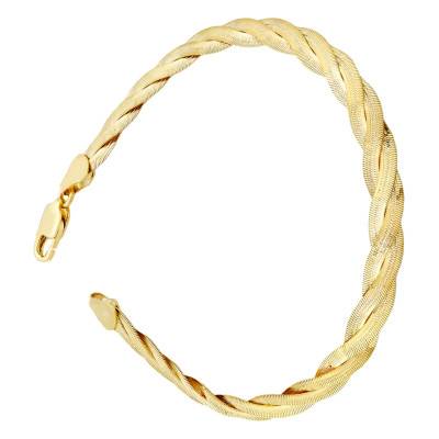 Bracelet à Chevrons Tressés en Or Jaune 375, Longueur 19 cm - Emanessence