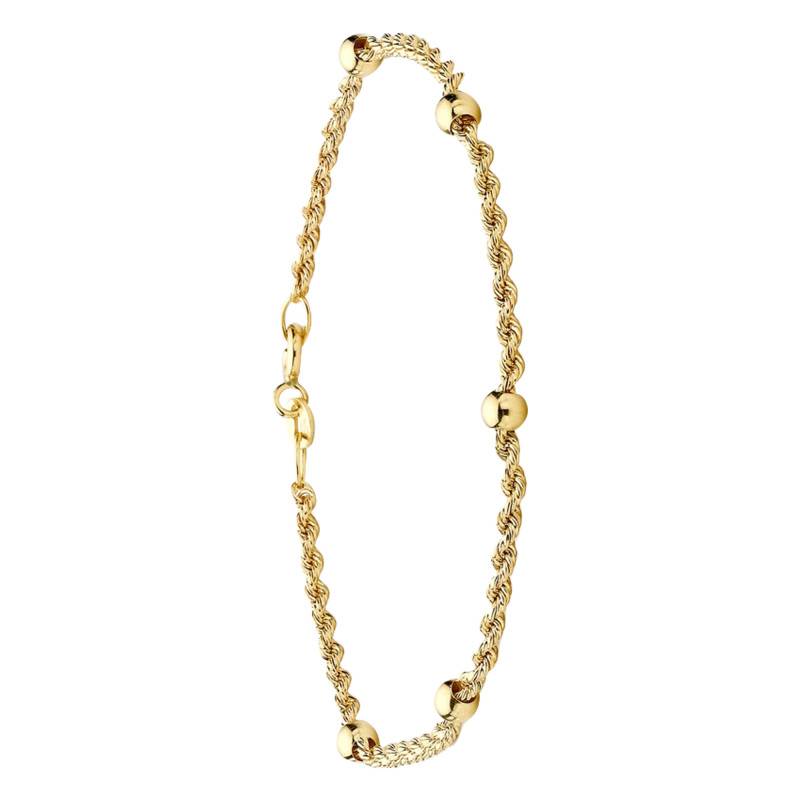 375/1000 Yellow Gold Rope Chain & Bead Bracelet, Length 18 cm - Emanessence