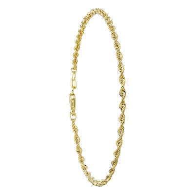 Bracelet Maille Corde Creuse en Or Jaune 375, Longueur 18 cm - Emanessence