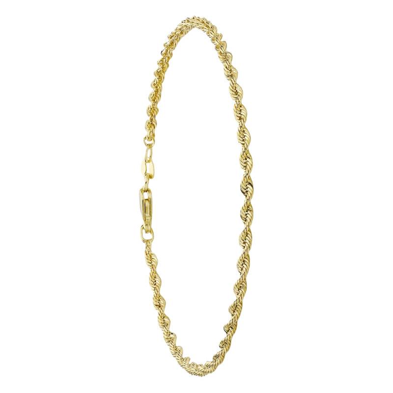 375 Yellow Gold Hollow Rope Chain Bracelet, Length 18 cm - Emanessence
