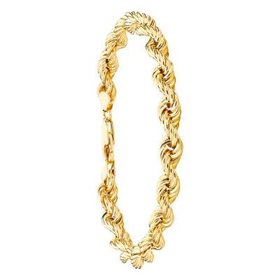 Bracelet Maille Corde Creuse en Or Jaune 375, Longueur 20 cm - Emanessence