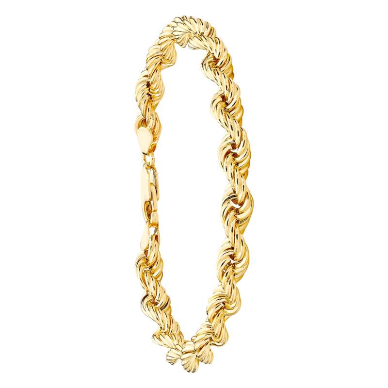 375/1000 Yellow Gold Hollow Rope Chain Bracelet, Length 20 cm - Emanessence