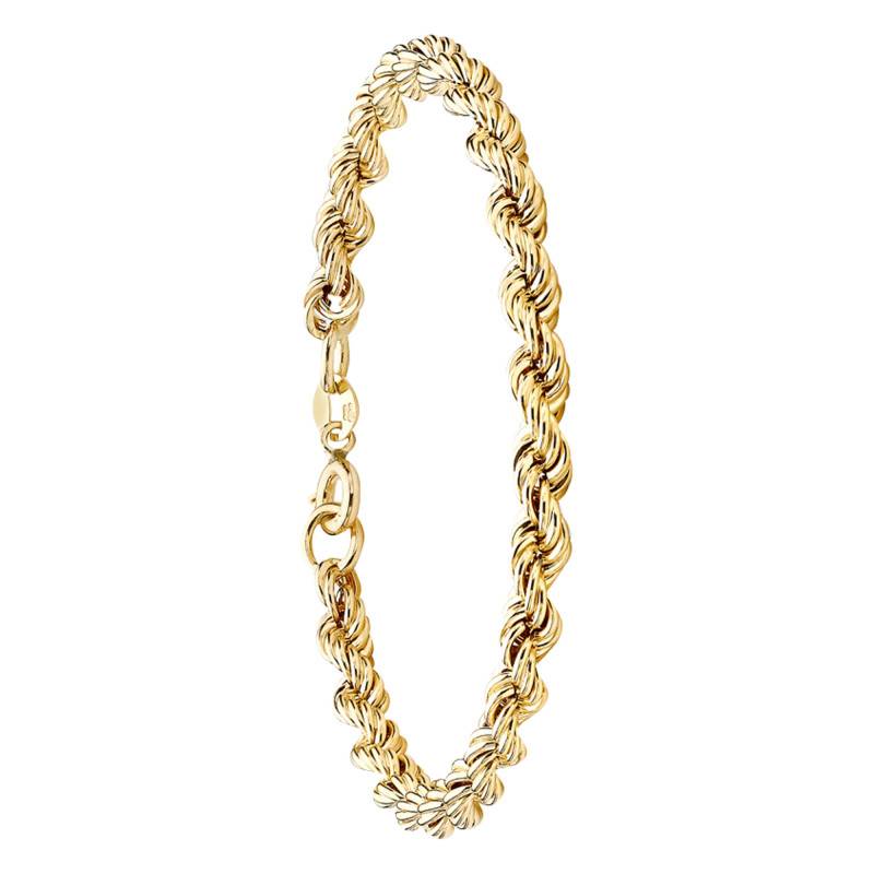 375/1000 Yellow Gold Hollow Rope Chain Bracelet, 18 cm Long, 5.50 mm Wide - Emanessence