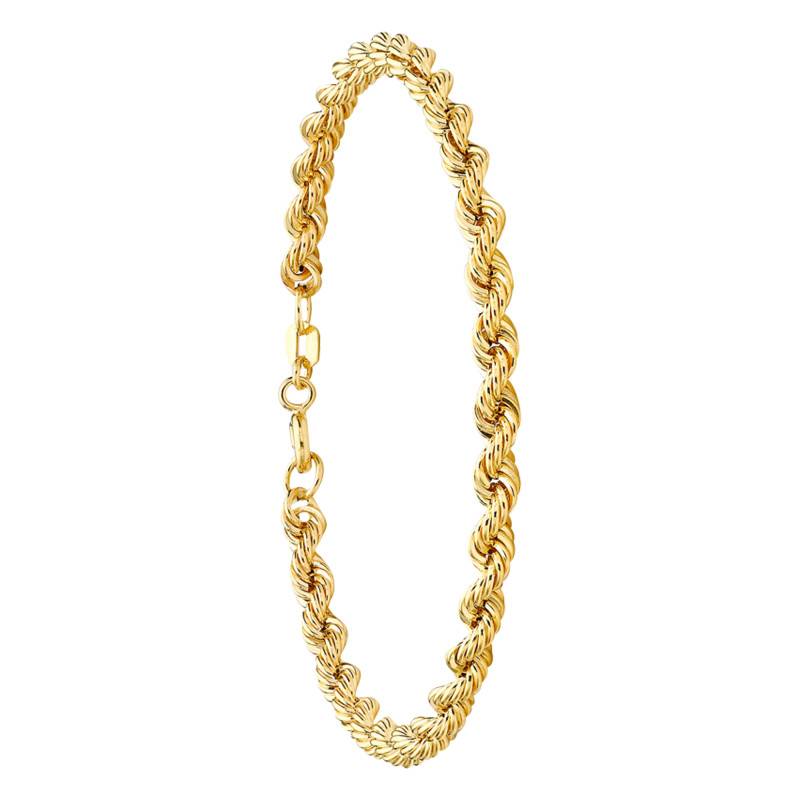 Yellow 9K Gold Hollow Rope Chain Bracelet, Length 19 cm - Emanessence