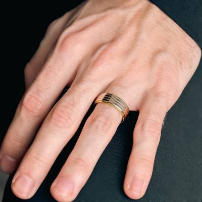 Standard Polished 750/1000 3-Gold Wedding Ring, Width 7,50 mm - Fair'Belle
