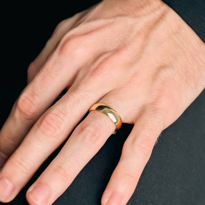 Alliance Demi-Jonc en Or Jaune 750, Largeur 6 mm - Fair'Belle