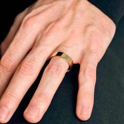 750 Yellow Gold Comfort Band Wedding Ring, Width 6 mm - Fair'Belle