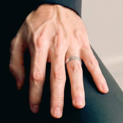 750 White Gold Comfort Grooved Ribbon Wedding Ring, 5 mm Width - Fair'Belle
