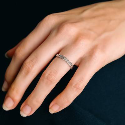 Alliance Fantaisie Diamantée en Or Blanc 750, Largeur 3 mm - Gaïa