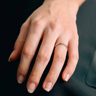 Alliance Lissée et Diamantée en 2 Ors 750, Largeur 3 mm - Gaïa