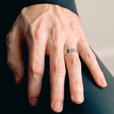 Alliance Ruban Standard Double-Anneaux en Or Blanc 750, Largeur 5,50 mm - Fair'Belle