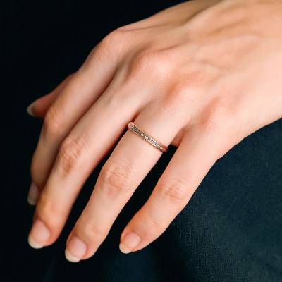 750 2-Gold Diamond-Cut Half-Dome Standard Wedding Ring, Width 3 mm - Fair'Belle