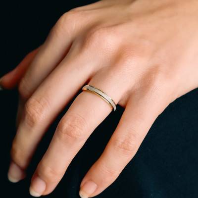 Alliance en 2 Ors 750 & Pyrite, Largeur 3 mm - Gaïa