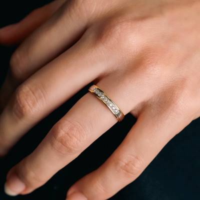 Alliance en 2 Ors 750 & Diamants 0,153 ct, 3,50 mm - Gaïa