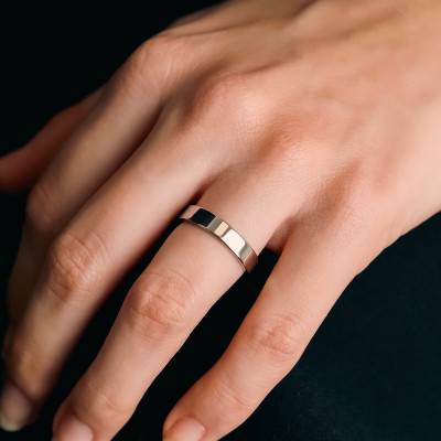 Palladium Comfort Ribbon Wedding Ring, Width 4 mm - Fair'Belle
