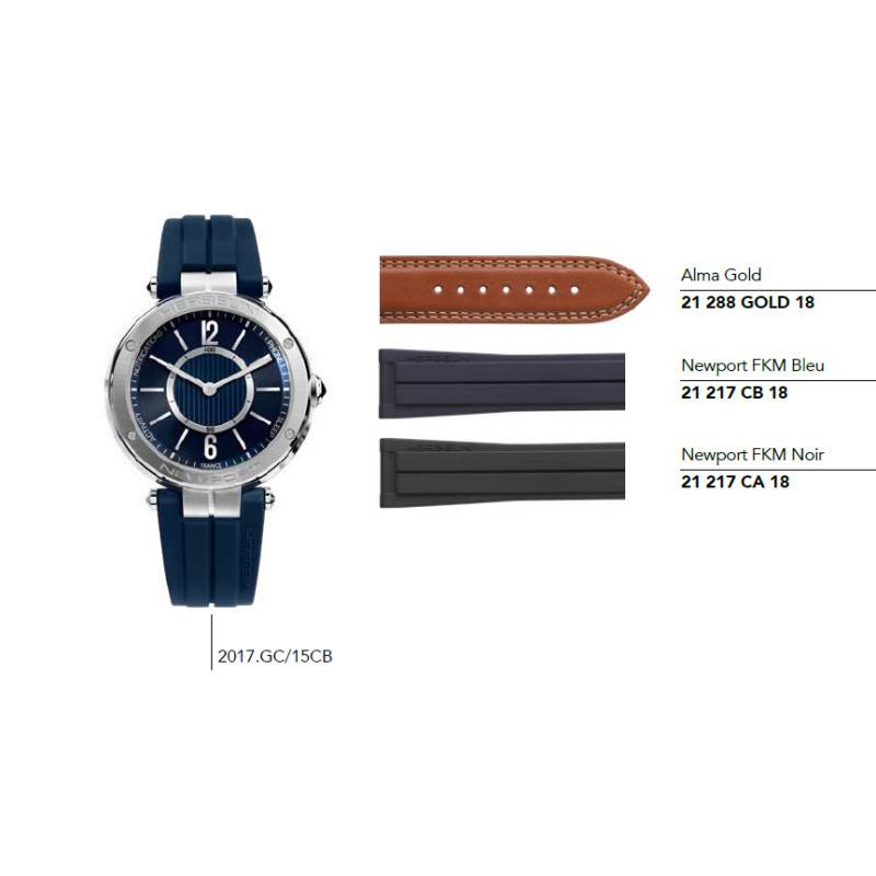 Leather and Rubber Watch Straps for Series 1668/2017.GC - Herbelin