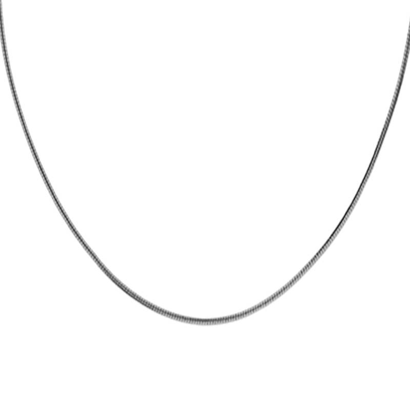 750/1000 White Gold Flat Omega Chain, 42 cm, 1,40 mm Wide - Manillon