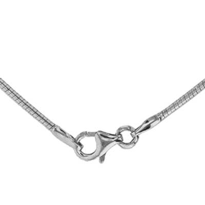 750/1000 White Gold Flat Omega Chain, 42 cm, 1,40 mm Wide - Manillon