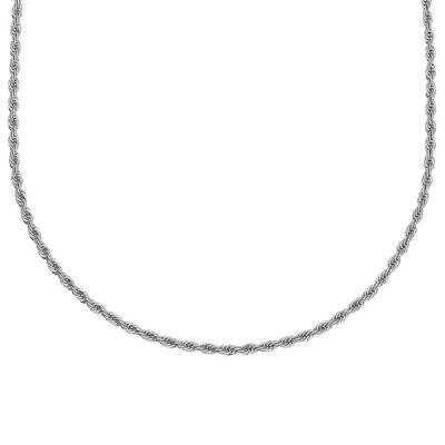 Steel Twisted Rope Chain Nahïl Necklace, Length 55 cm, Width 3 mm - Phebus