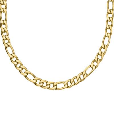 Golden Steel Triple Alternating Oval Link Chain Elio, Length 55 cm, Width 6 mm - Phebus