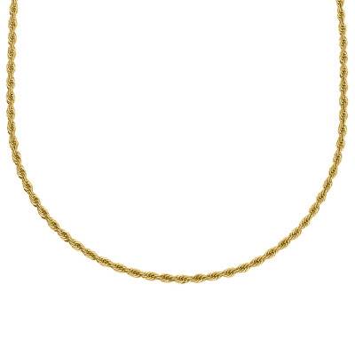 Gold-Plated Steel Twisted Rope Chain Nahïl, 55 cm Long, 3 mm Wide - Phebus