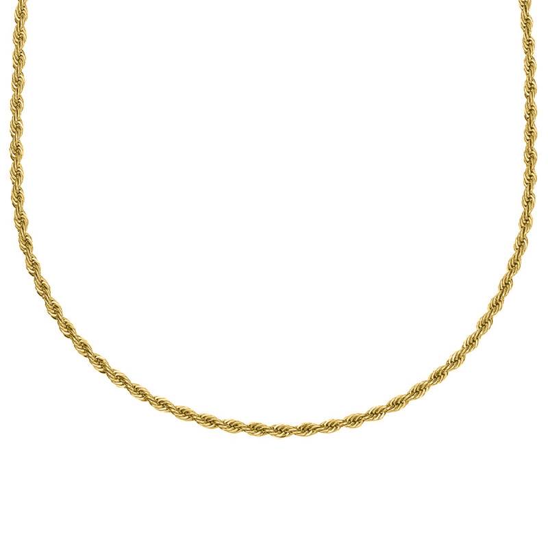 Gold-Plated Steel Twisted Rope Chain Nahïl, 55 cm Long, 3 mm Wide - Phebus