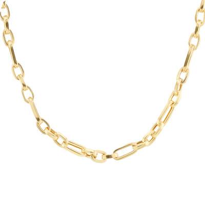 Chaîne Figaro Fancy en Or Jaune 375, Longueur 51 cm, Largeur 5,50 mm - Manillon