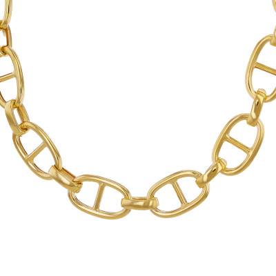 Chaîne Maille Marine Creuse en Or Jaune 375, Longueur 46 cm, Largeur 7,50 mm - Manillon