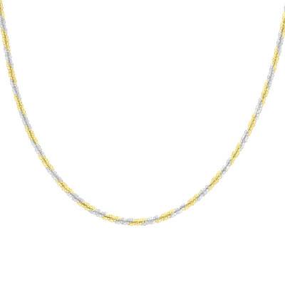 2-Tone White and Yellow 375/1000 Gold Tocalle Chain, 41 cm Length, 1.40 mm Width - Manillon