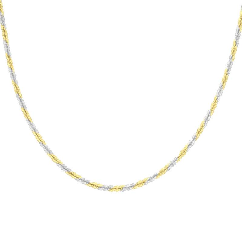 2-Tone White and Yellow 375/1000 Gold Tocalle Chain, 41 cm Length, 1.40 mm Width - Manillon
