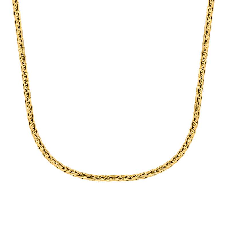 750/1000 Yellow Gold Hollow Palm-Link Chain, 42 cm, Width 5 mm to 6 mm - Manillon