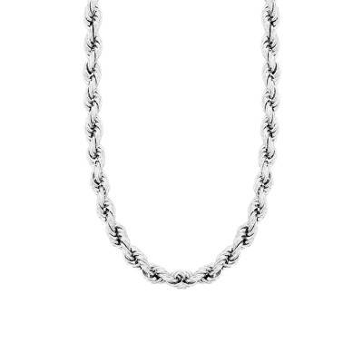 Chaîne Corde Massive, Or Blanc 750, Largeur 1,60 mm et Longueur 65 cm - Manillon