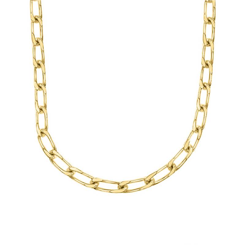 Yellow Gold-Plated Oval Link Chain, Length 45 cm, Width 2.50 mm to 3 mm - Manillon