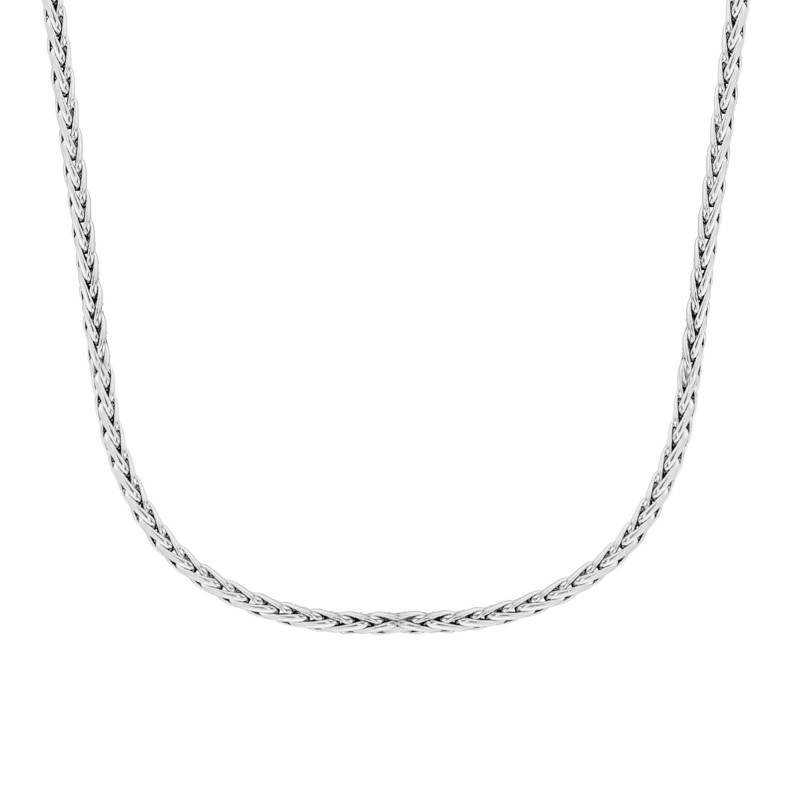750/1000 White Gold Hollow Palm Link Chain, 45 cm Length, 4 mm Width - Manillon